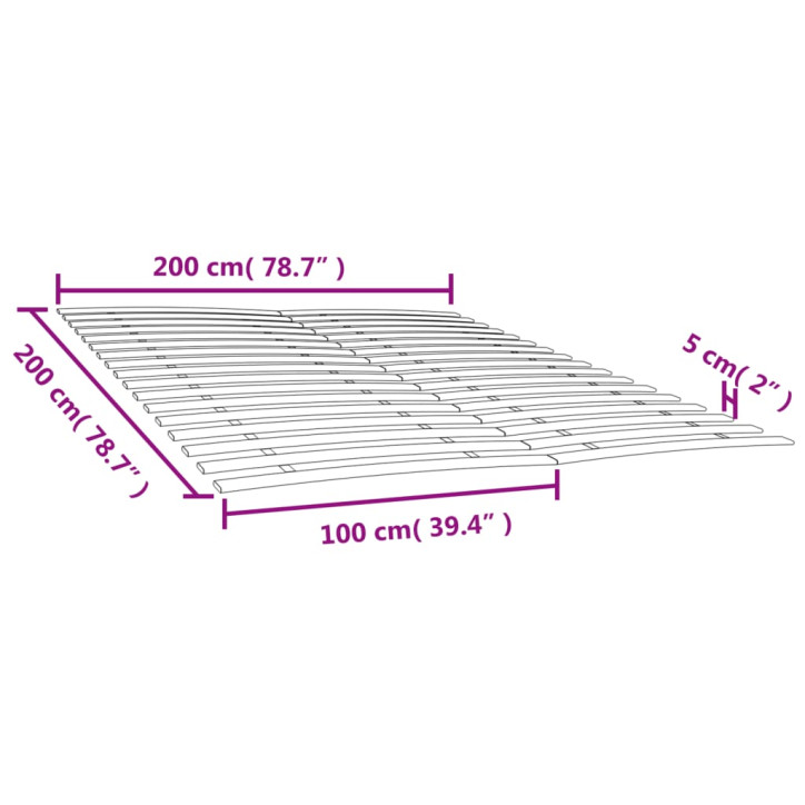 Lovos grotelės su 34 lentjuostėmis, 2vnt., 100x200 cm