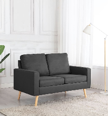 Dvivietė sofa, tamsiai pilkos spalvos, audinys