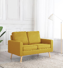 Dvivietė sofa, geltonos spalvos, audinys