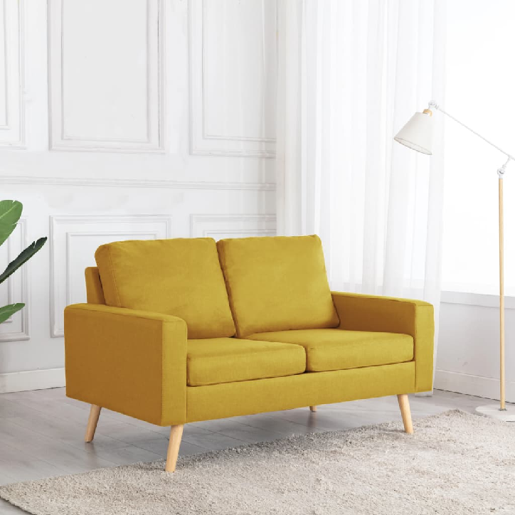 Dvivietė sofa, geltonos spalvos, audinys