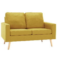 Dvivietė sofa, geltonos spalvos, audinys