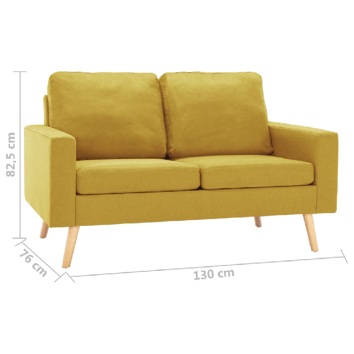 Dvivietė sofa, geltonos spalvos, audinys