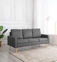 Trivietė sofa, šviesiai pilkos spalvos, audinys