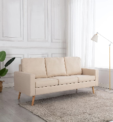 Trivietė sofa, kreminės spalvos, audinys