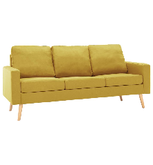 Trivietė sofa, geltonos spalvos, audinys