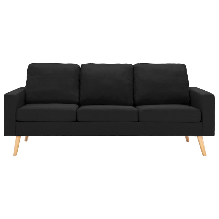 Trivietė sofa, juodos spalvos, audinys