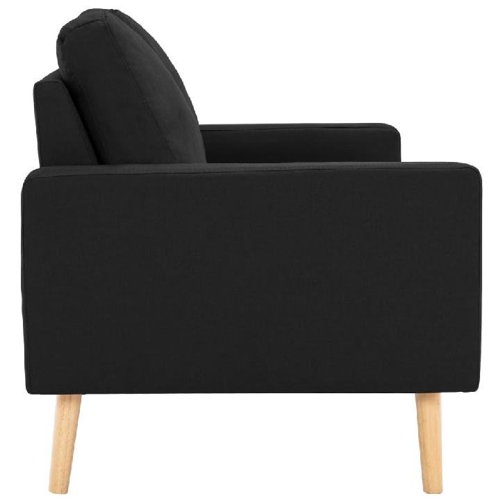 Trivietė sofa, juodos spalvos, audinys