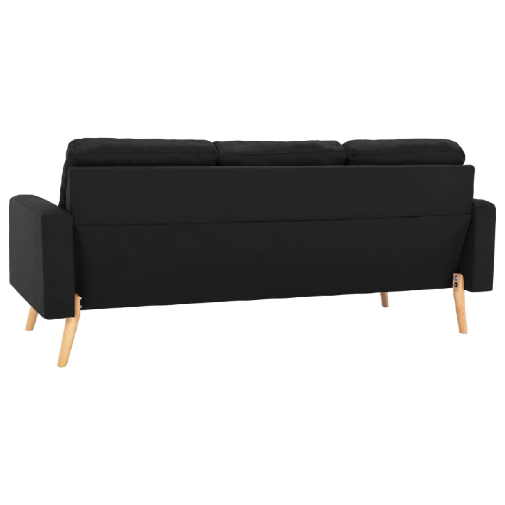 Trivietė sofa, juodos spalvos, audinys