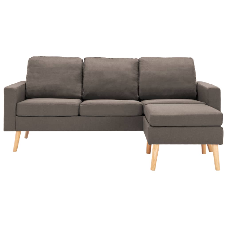 Trivietė sofa su pakoja, taupe spalvos, audinys