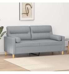 Dvivietė sofa su pagalvėlėmis, šviesiai pilka, 140cm, audinys