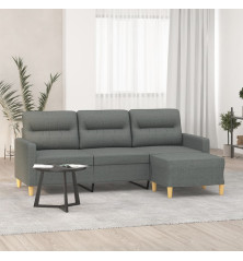 Trivietė sofa su pakoja, tamsiai pilkos spalvos, 180cm, audinys