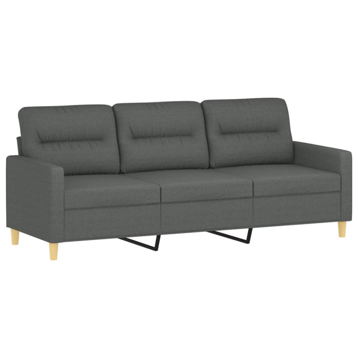 Trivietė sofa su pagalvėlėmis, tamsiai pilka, 180cm, audinys