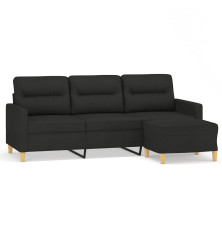 Trivietė sofa su pakoja, juodos spalvos, 180cm, audinys