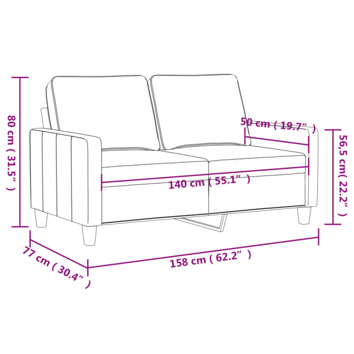 Dvivietė sofa, juodos spalvos, 140cm, dirbtinė oda