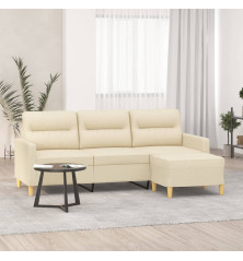 Trivietė sofa su pakoja, kreminės spalvos, 180cm, audinys