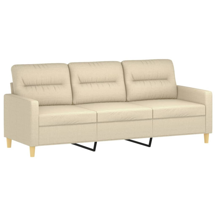 Trivietė sofa su pakoja, kreminės spalvos, 180cm, audinys