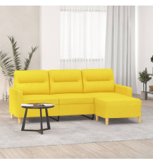 Trivietė sofa su pakoja, šviesiai geltona, 180cm, audinys