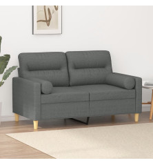 Dvivietė sofa su pagalvėlėmis, tamsiai pilka, 120cm, audinys