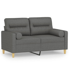 Dvivietė sofa su pagalvėlėmis, tamsiai pilka, 120cm, audinys