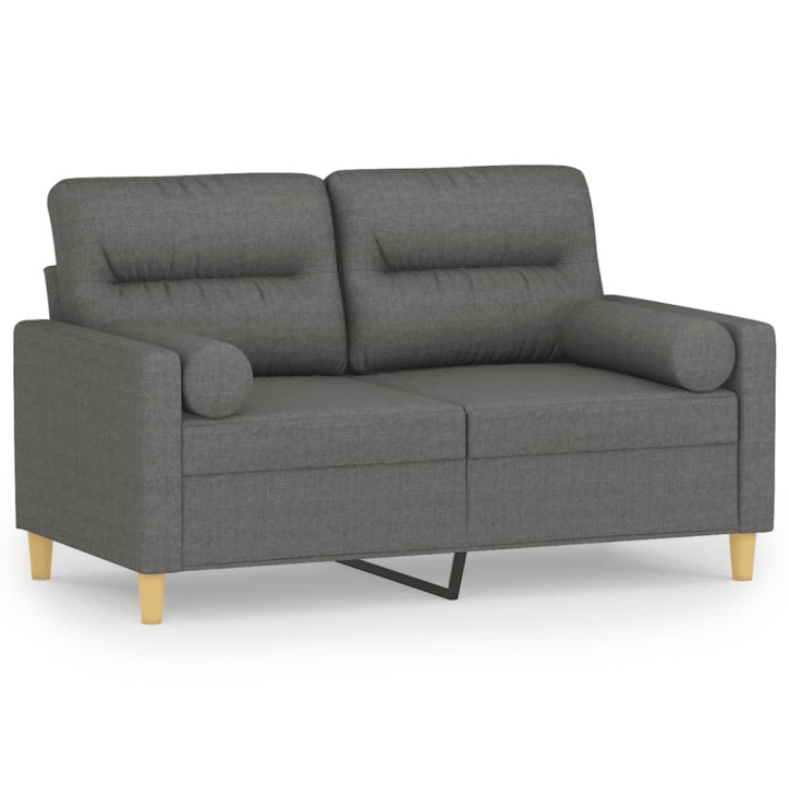 Dvivietė sofa su pagalvėlėmis, tamsiai pilka, 120cm, audinys