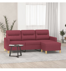 Trivietė sofa su pakoja, raudonojo vyno spalvos, 180cm, audinys