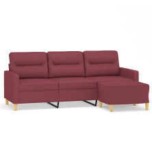 Trivietė sofa su pakoja, raudonojo vyno spalvos, 180cm, audinys