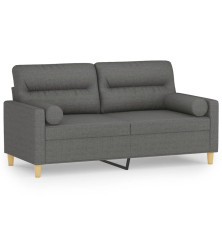 Dvivietė sofa su pagalvėlėmis, tamsiai pilka, 140cm, audinys