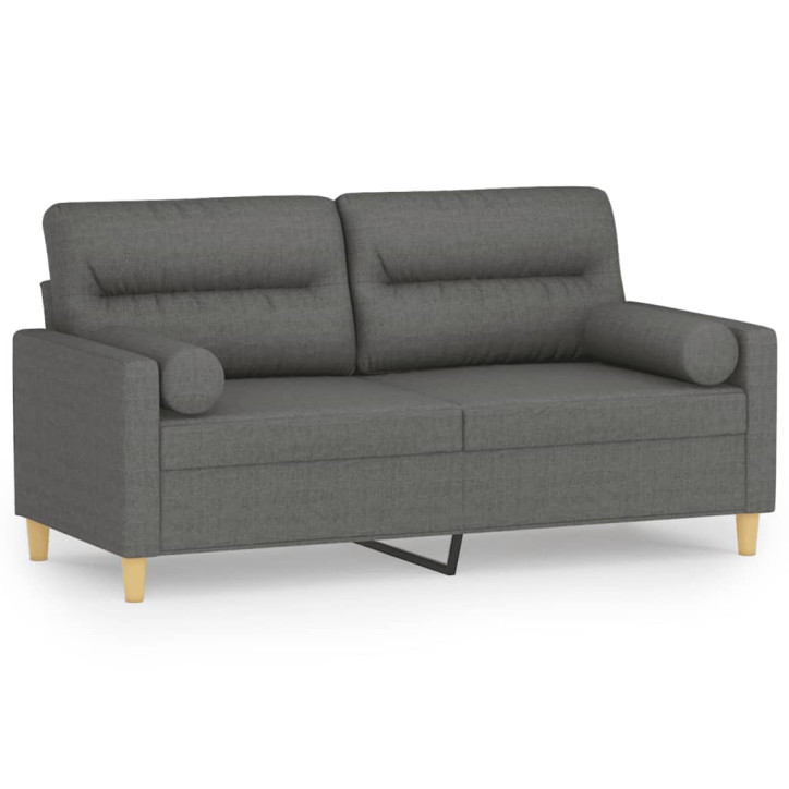 Dvivietė sofa su pagalvėlėmis, tamsiai pilka, 140cm, audinys