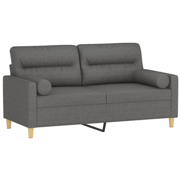 Dvivietė sofa su pagalvėlėmis, tamsiai pilka, 140cm, audinys