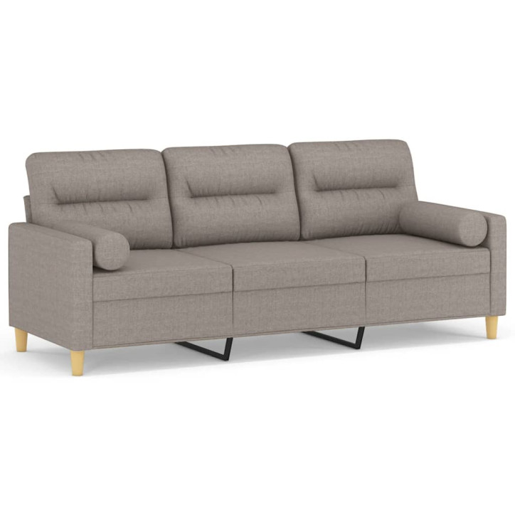 Trivietė sofa su pagalvėlėmis, taupe spalvos, 180cm, audinys