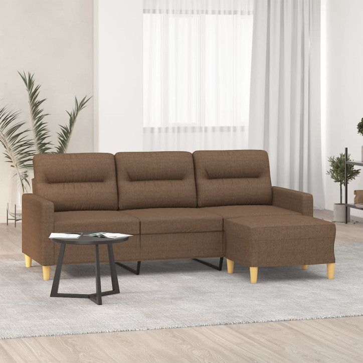 Trivietė sofa su pakoja, rudos spalvos, 180cm, audinys