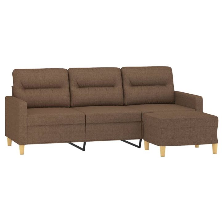 Trivietė sofa su pakoja, rudos spalvos, 180cm, audinys