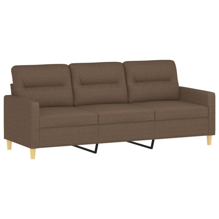 Trivietė sofa su pakoja, rudos spalvos, 180cm, audinys