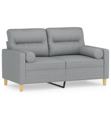 Dvivietė sofa su pagalvėlėmis, šviesiai pilka, 120cm, audinys