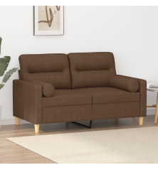 Dvivietė sofa su pagalvėlėmis, rudos spalvos, 120cm, audinys