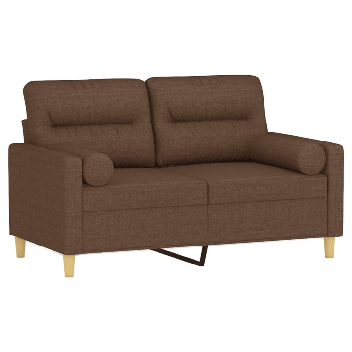 Dvivietė sofa su pagalvėlėmis, rudos spalvos, 120cm, audinys