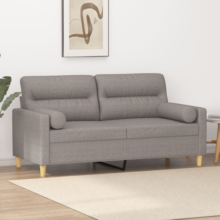 Dvivietė sofa su pagalvėlėmis, taupe spalvos, 140cm, audinys