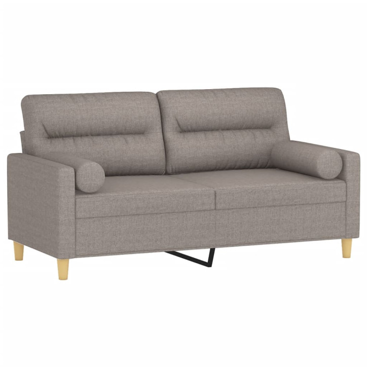 Dvivietė sofa su pagalvėlėmis, taupe spalvos, 140cm, audinys