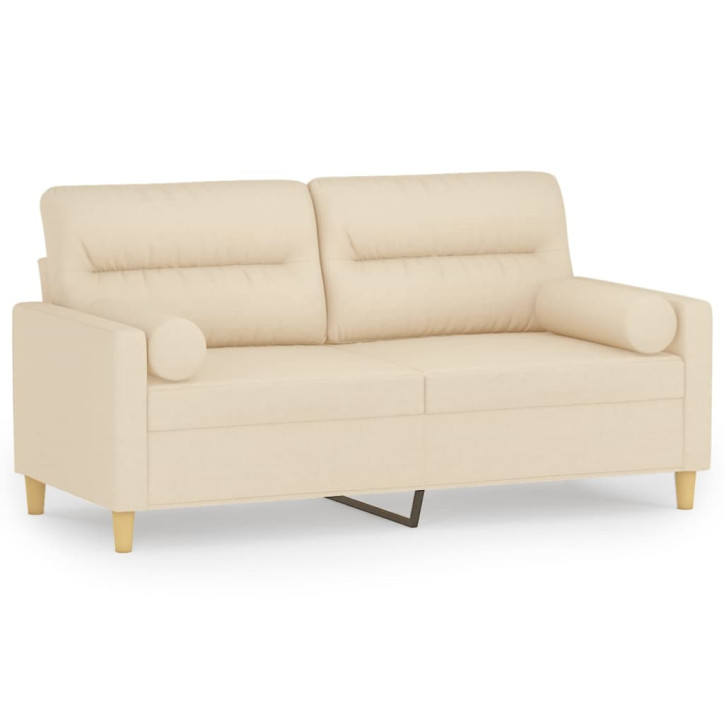 Dvivietė sofa su pagalvėlėmis, kreminės spalvos, 140cm, audinys