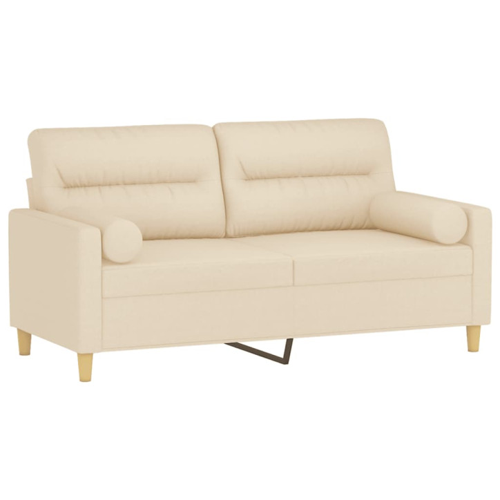 Dvivietė sofa su pagalvėlėmis, kreminės spalvos, 140cm, audinys