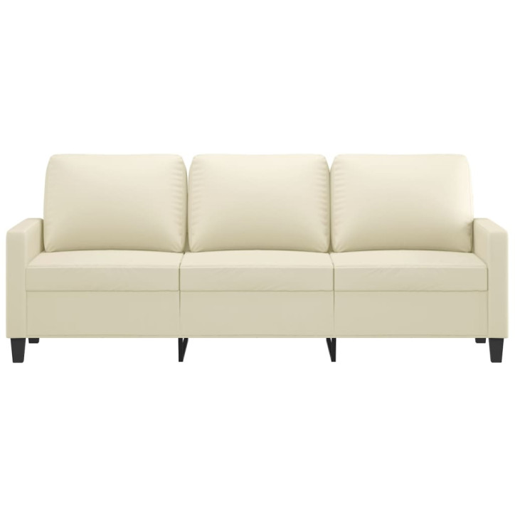 Trivietė sofa, kreminės spalvos, 180cm, dirbtinė oda