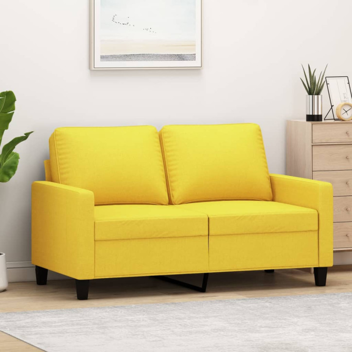 Dvivietė sofa, šviesiai geltonos spalvos, 120cm, audinys