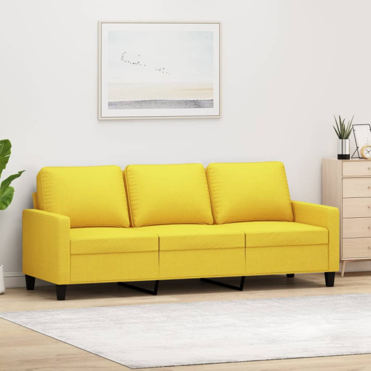 Trivietė sofa, šviesiai geltonos spalvos, 180cm, audinys