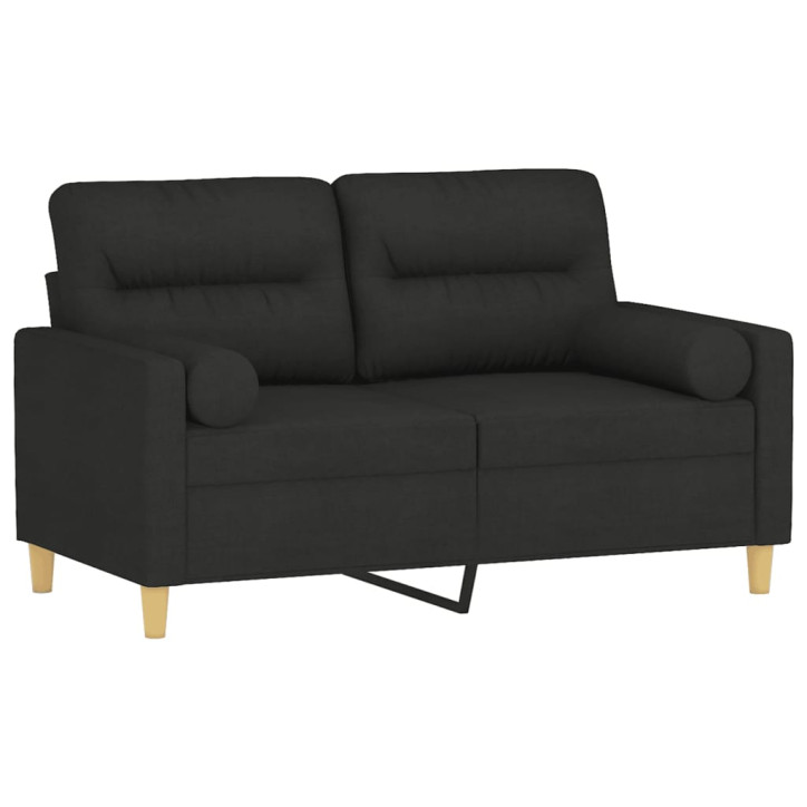 Dvivietė sofa su pagalvėlėmis, juodos spalvos, 120cm, audinys