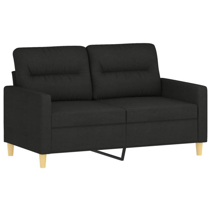 Dvivietė sofa su pagalvėlėmis, juodos spalvos, 120cm, audinys