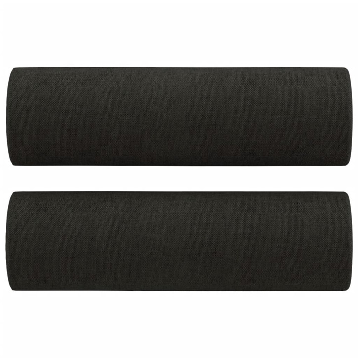 Dvivietė sofa su pagalvėlėmis, juodos spalvos, 120cm, audinys