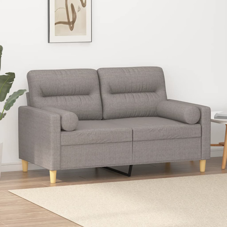 Dvivietė sofa su pagalvėlėmis, taupe spalvos, 120cm, audinys