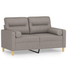 Dvivietė sofa su pagalvėlėmis, taupe spalvos, 120cm, audinys