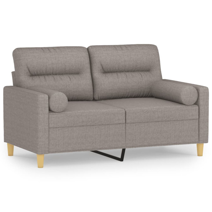 Dvivietė sofa su pagalvėlėmis, taupe spalvos, 120cm, audinys