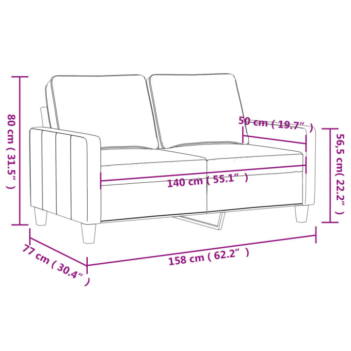 Dvivietė sofa, raudonojo vyno spalvos, 140cm, dirbtinė oda